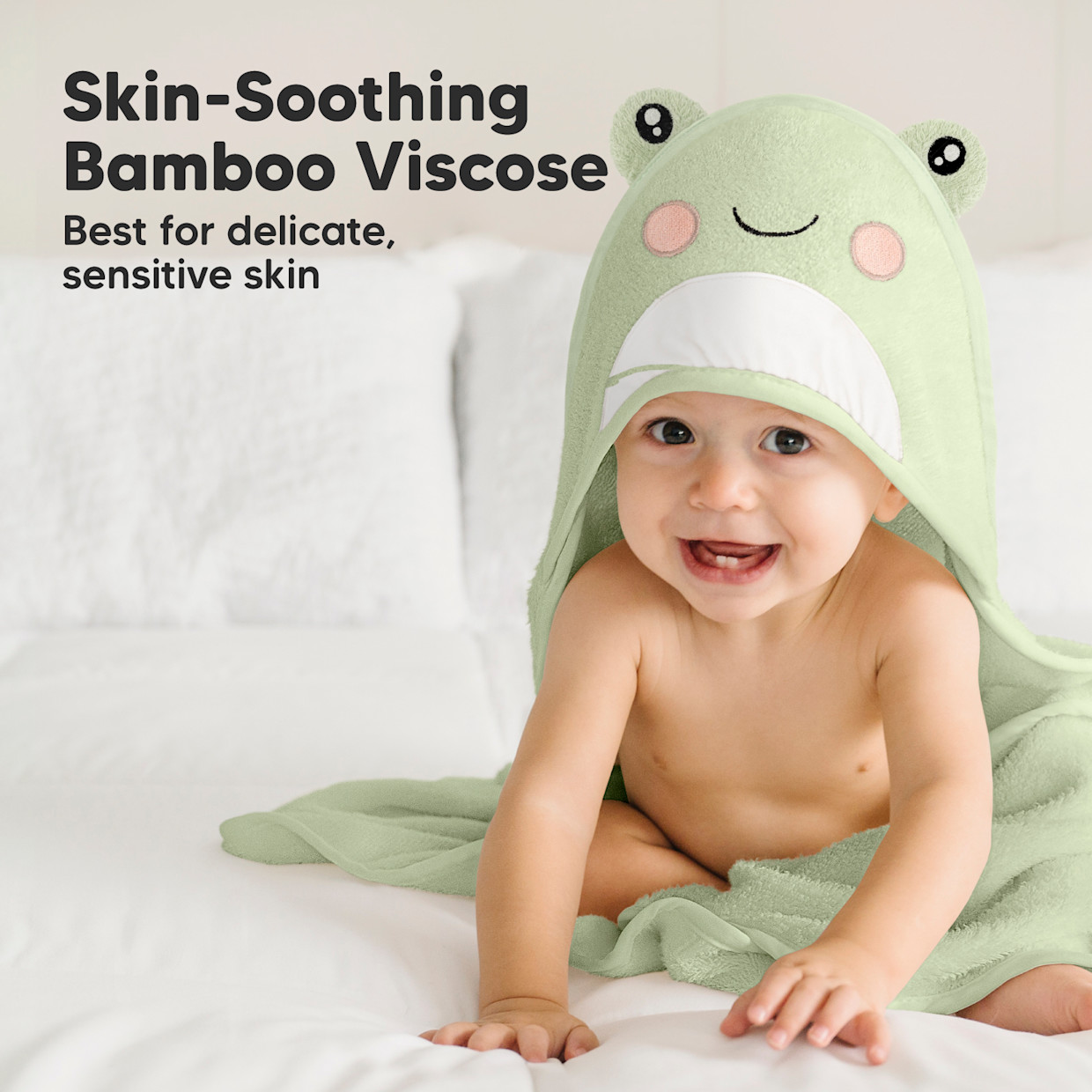 KeaBabies Cuddle Bamboo Viscose Hooded Towel - Frog.