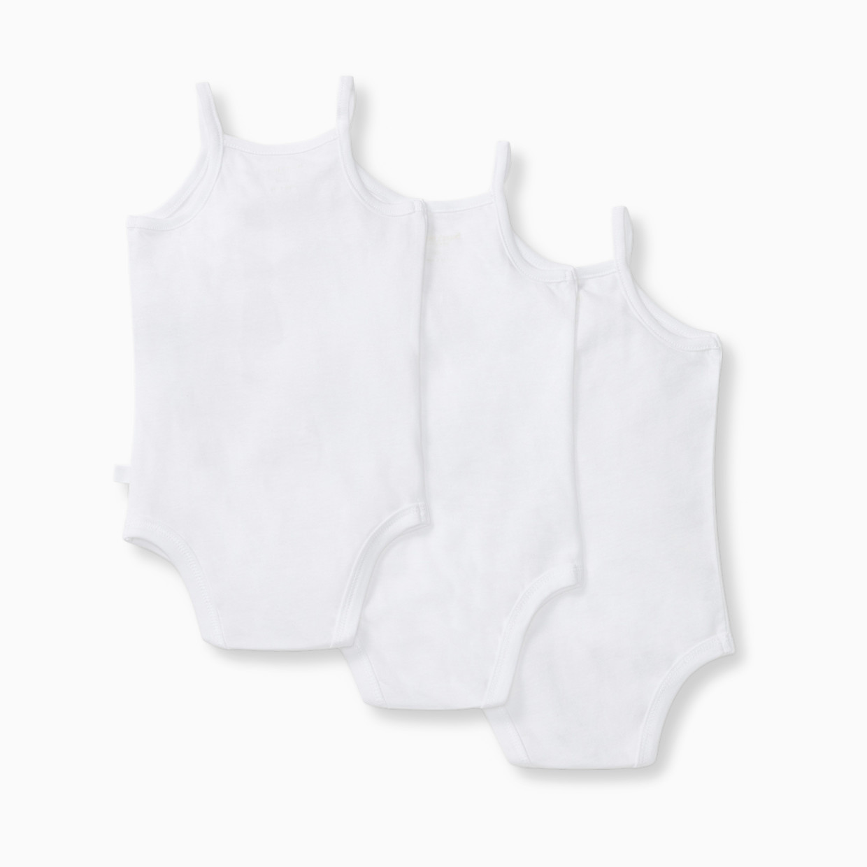 Burt's Bees Baby Organic Cotton Set of 3 Solid Camisole Bodsuits - Cloud White, 3-6 M.