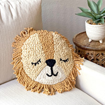 Crane Baby Safari Lion Pillow Nursery Decor, Decorative Round Animal Pillow for Nursery and Toddler Rooms, Lion, 12" x 12", Insert Included