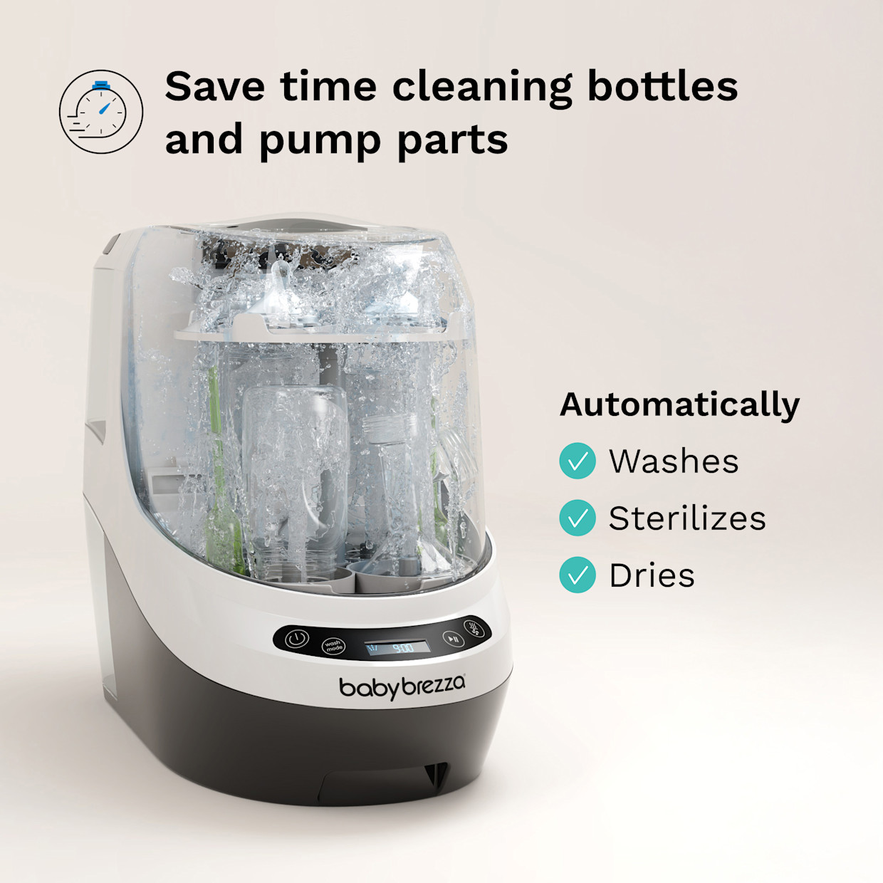 Baby Brezza Bottle Washer Pro - White/Black.