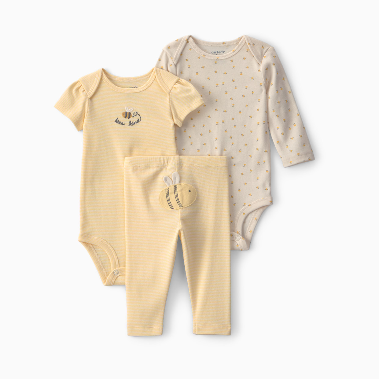 Carter's 3-Piece Bodysuit & Pant Gift Set - Yellow/Ivory Bee, 3M.
