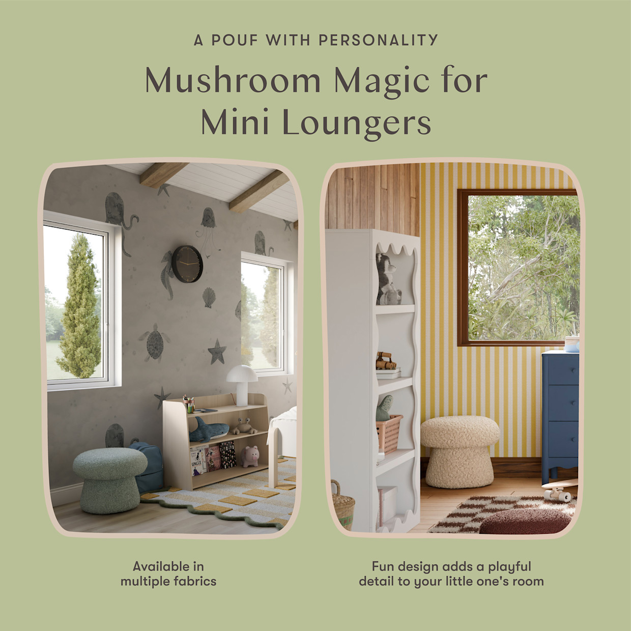 babyletto Mushroom Pouf - Chai Shearling.