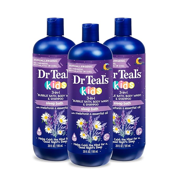 Dr Teal's Kids 3-in-1 Sleep Bath: Bubble Bath, Body Wash & Shampoo with Melatonin & Essential Oil.