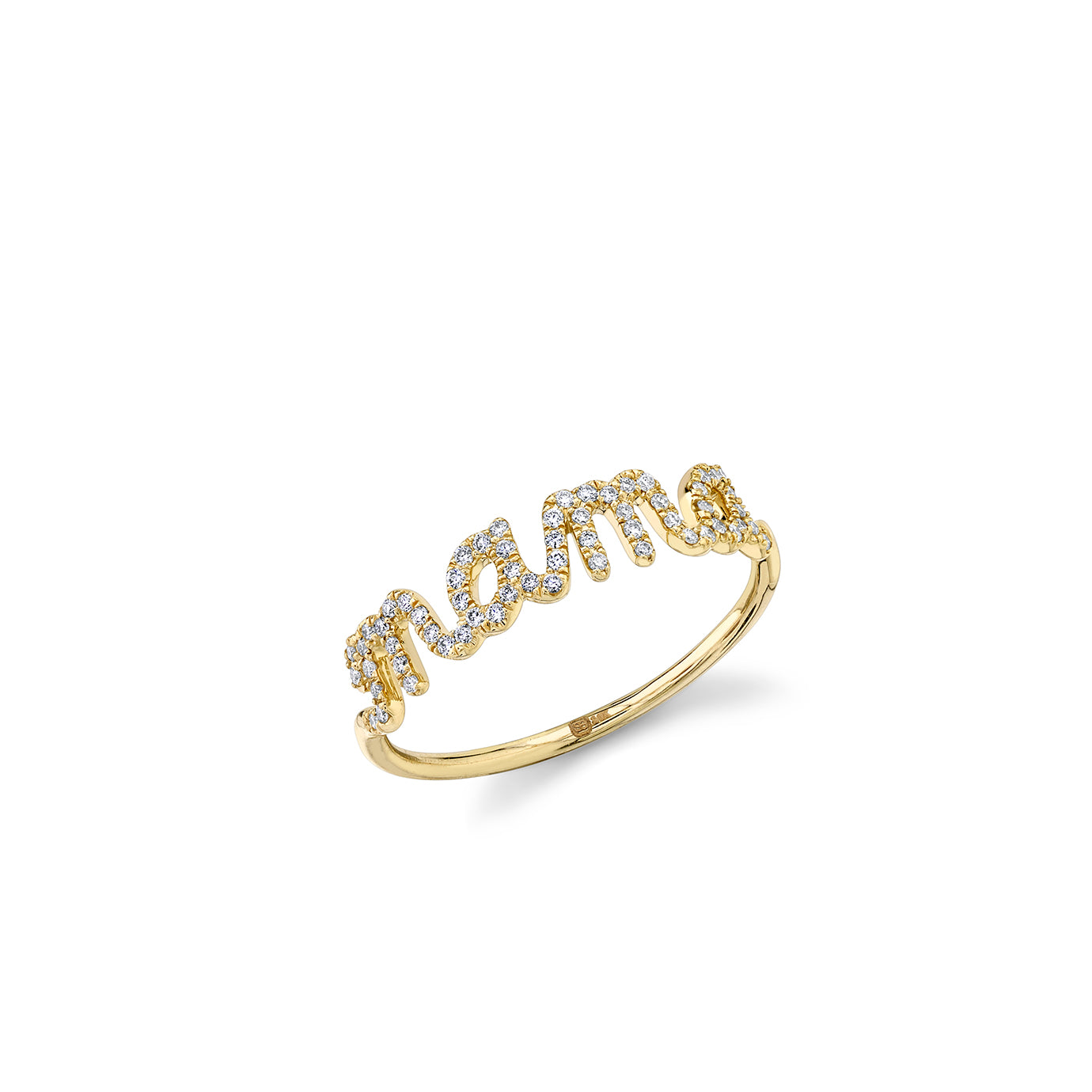 Sydney Evan Gold & Diamond Mama Script Ring.