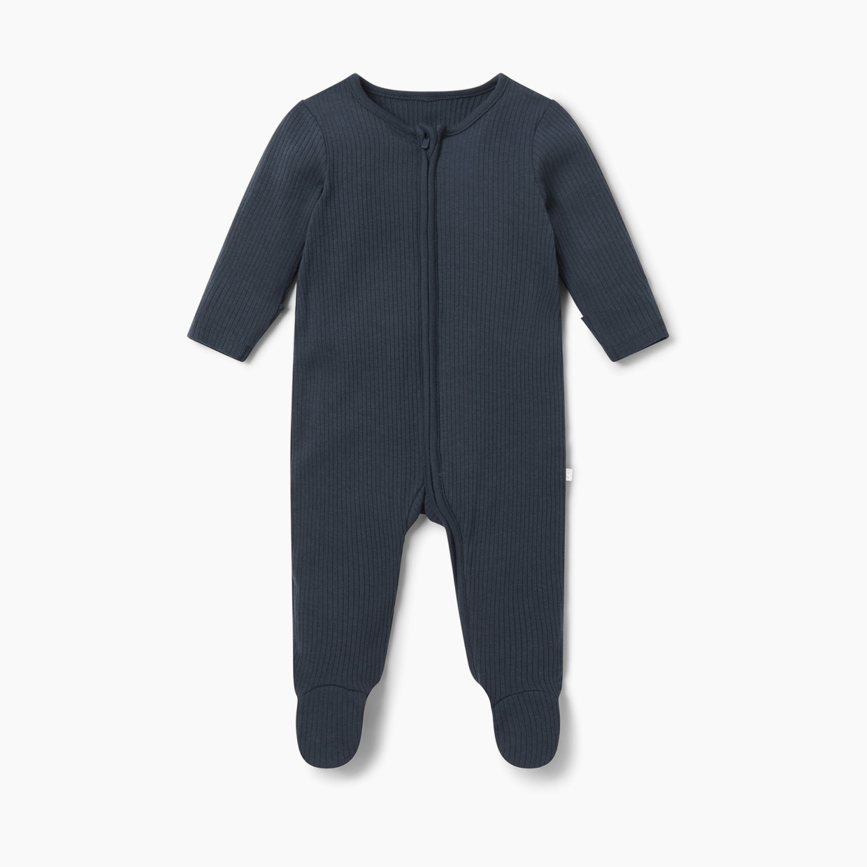 MORI Ribbed Clever Zip Footed Baby Pajamas - Ribbed Navy, 3-6 M.