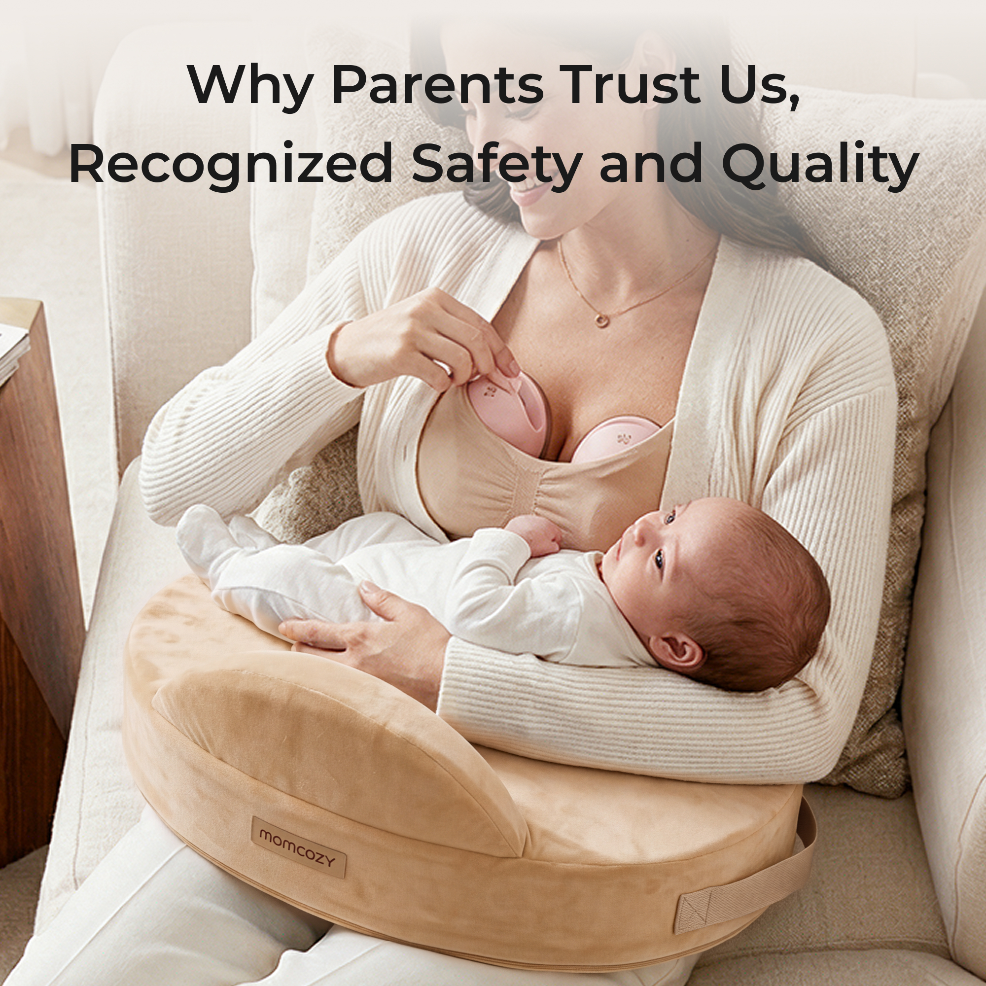 Momcozy Upgraded Adjustable Nursing Pillow - Camel.