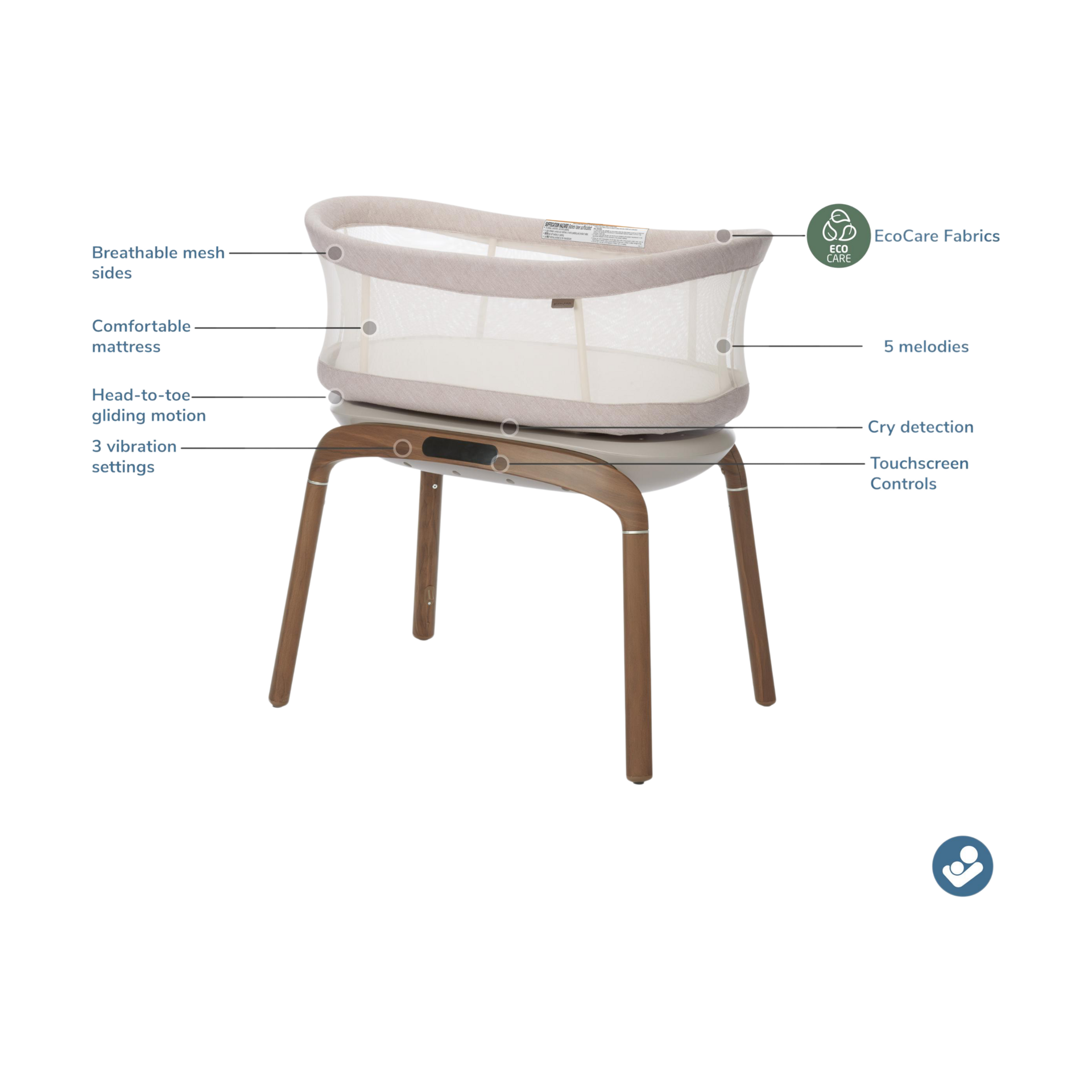 Maxi-Cosi Sabine Motorized Bassinet - Classic Latte.