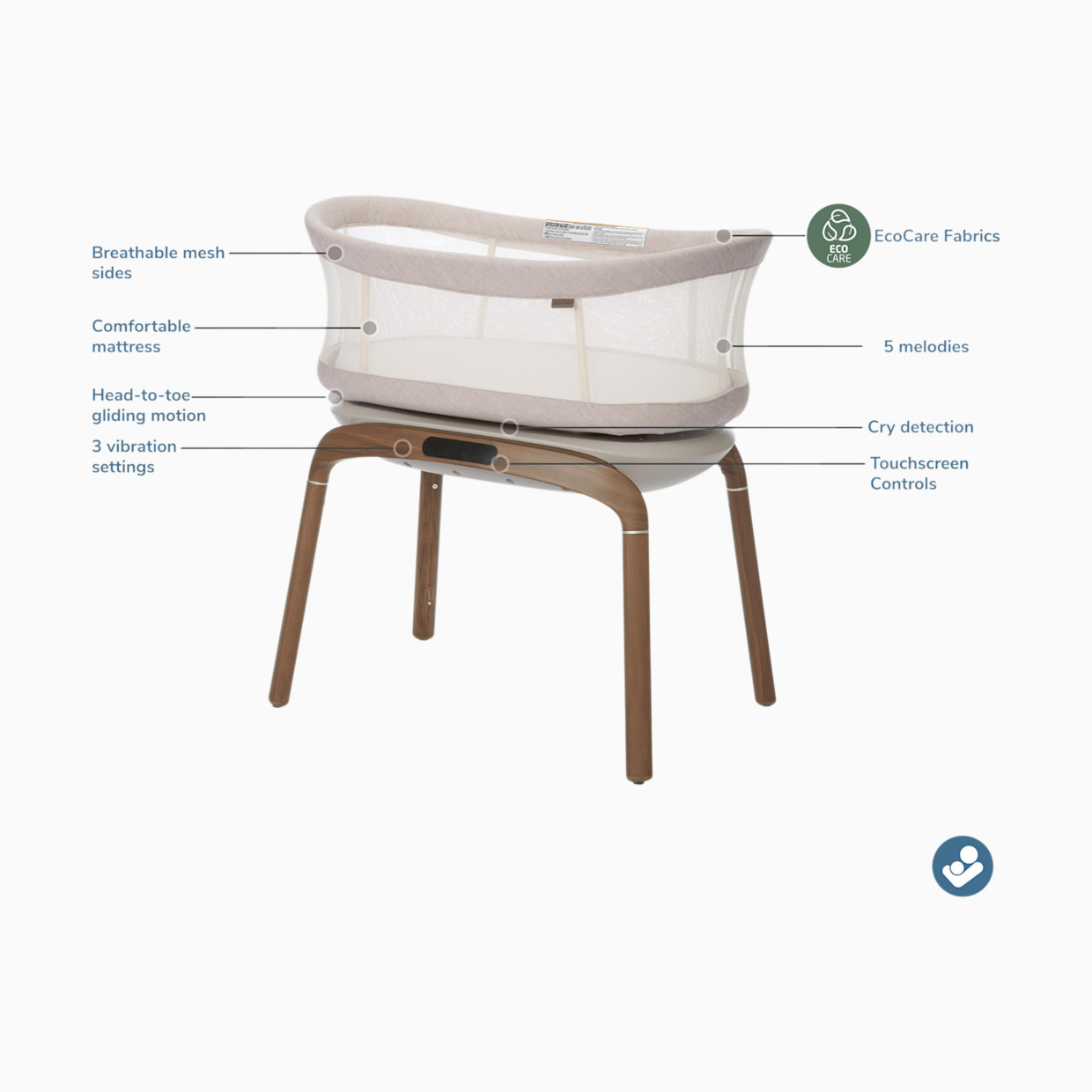 Maxi-Cosi Sabine Motorized Bassinet - Classic Latte.