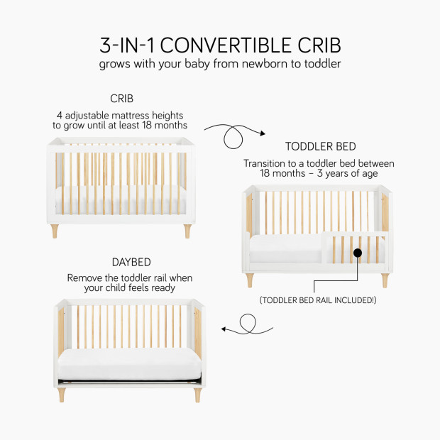 babyletto Lolly 3-in-1 Convertible Crib with Toddler Bed Conversion Kit - Navy/Washed Natural.