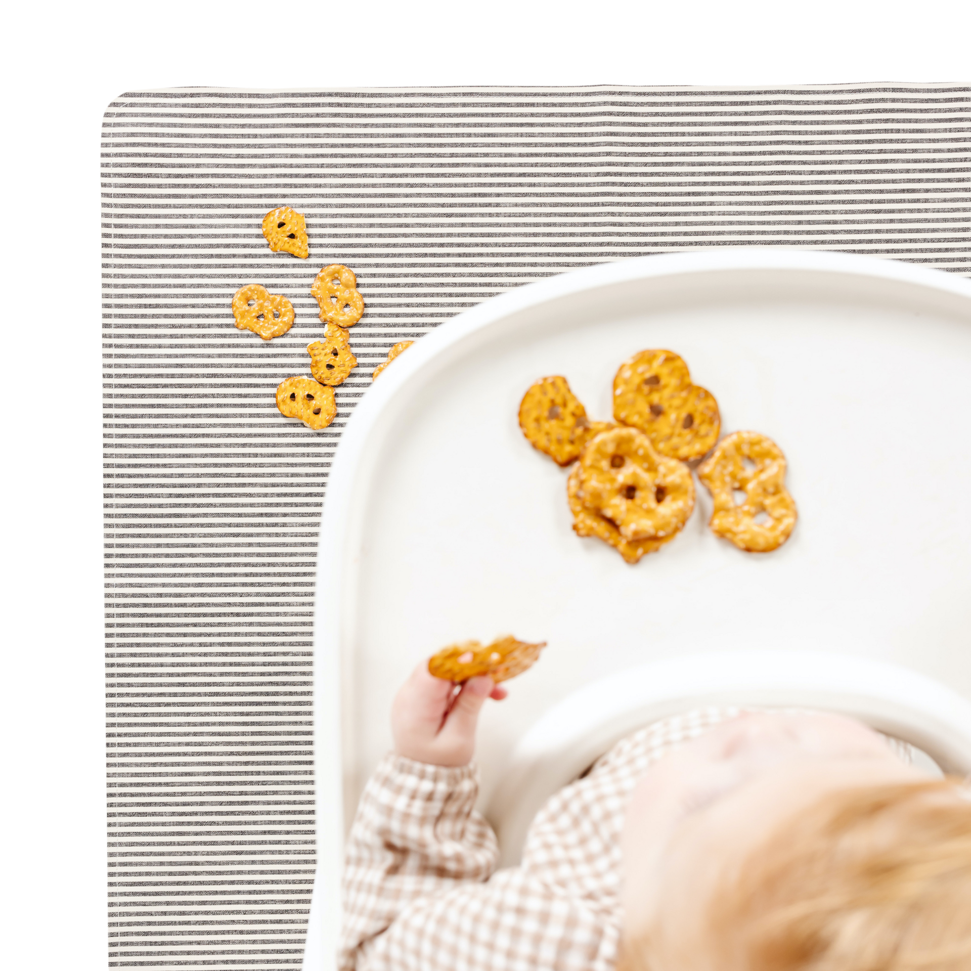 Gathre Easy Clean High Chair & Play Mat Stone Stripe Babylist Shop