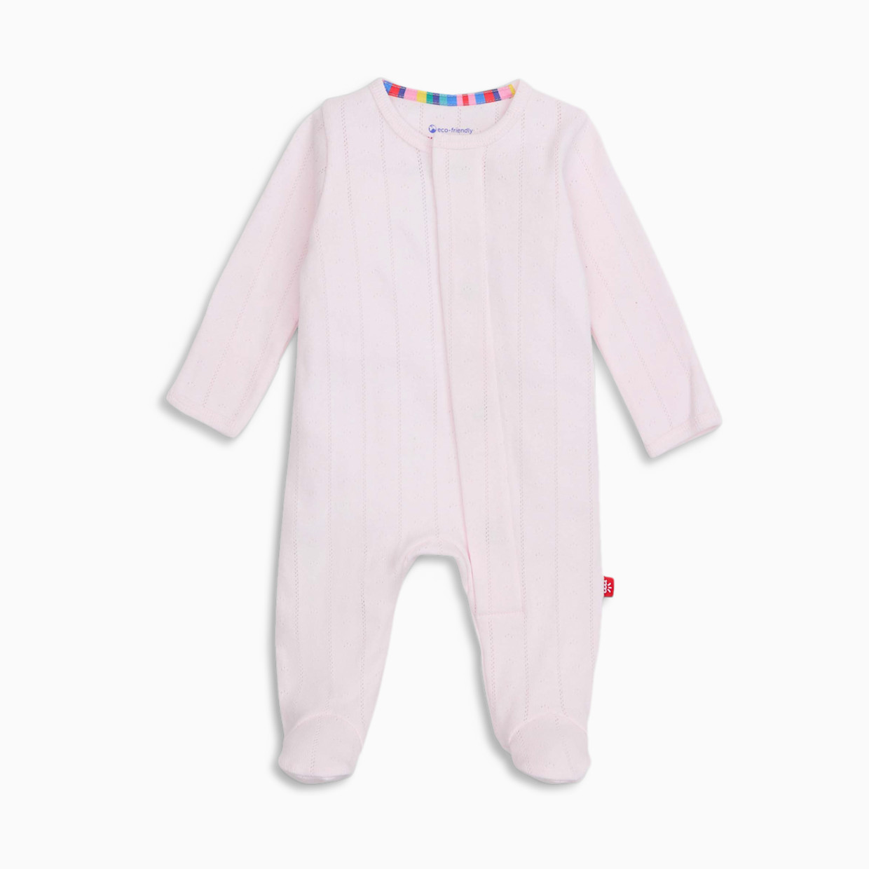 Magnetic Me Pointelle Organic Cotton Footie - Pink, Newborn.