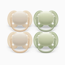 Philips Avent Ultra Soft Pacifier - 4 x Soft and Flexible Baby Pacifiers for Babies Aged 0-6 Months, BPA Free with Sterilizer Carry Case, SCF091/23