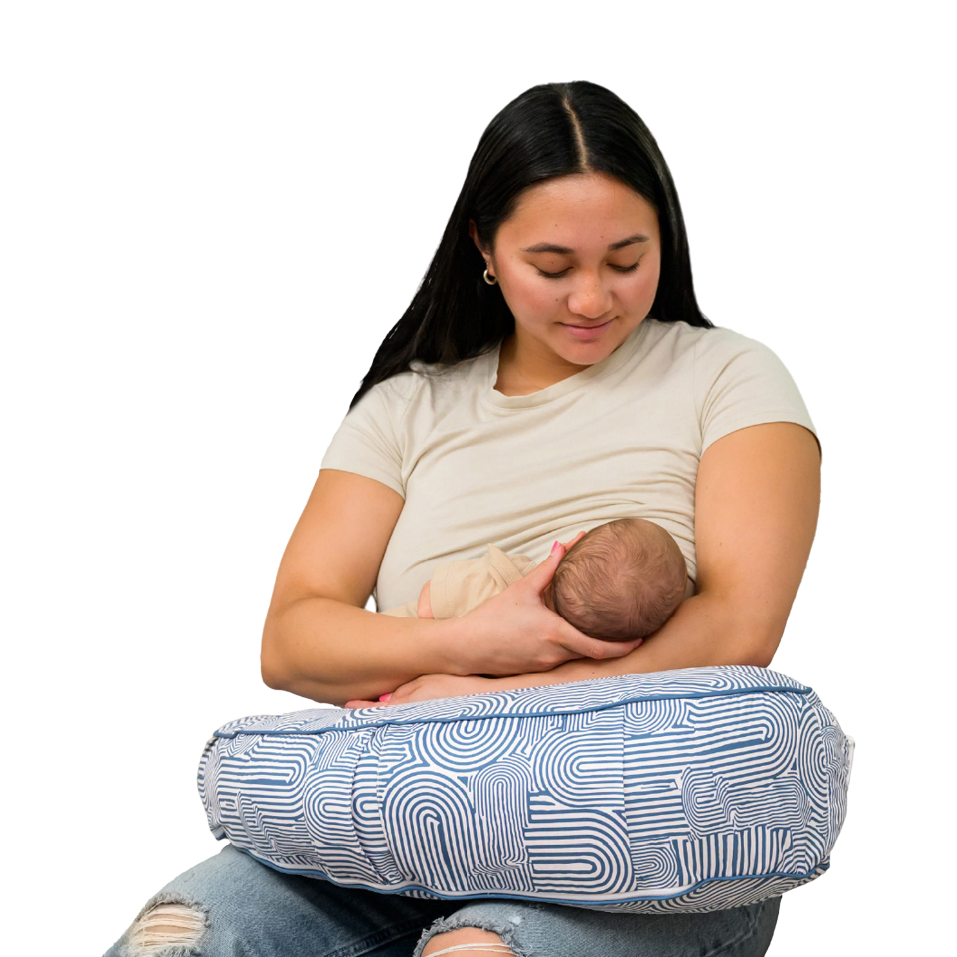 Boppy Uplift Nursing Pillow - Blue Retro Arches.