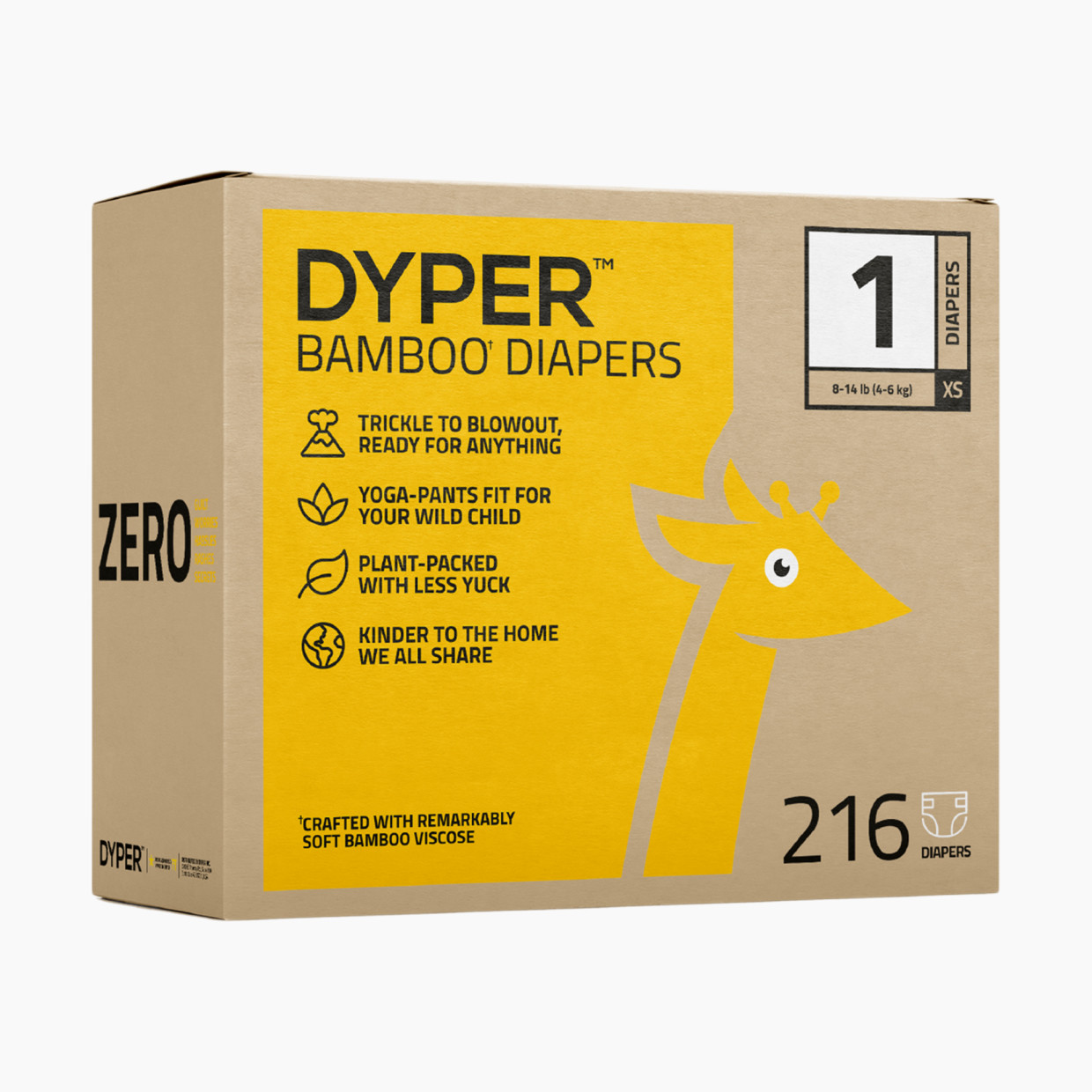 DYPER Bamboo Viscose Baby Diapers - Size 1, 6.