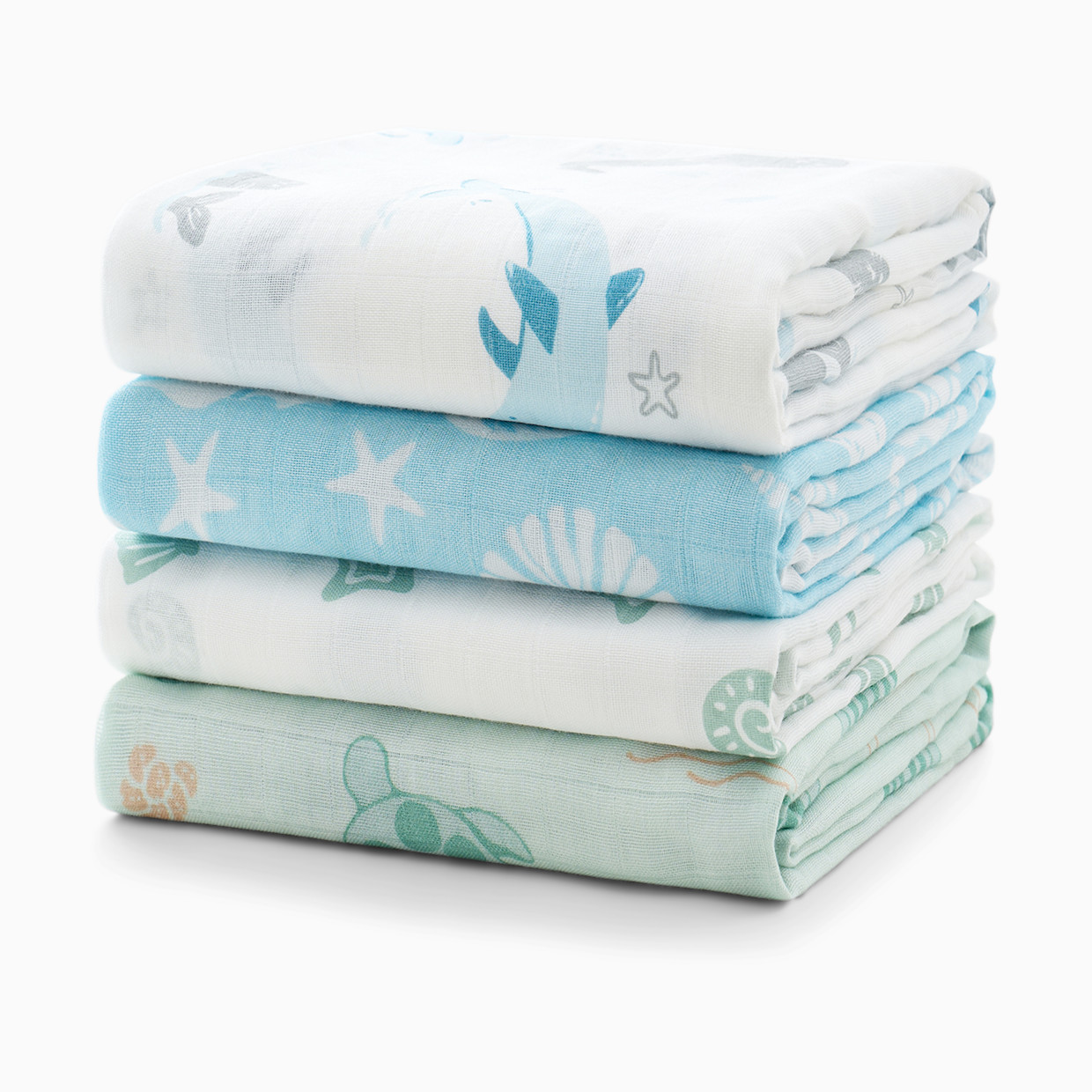 Momcozy Muslin Swaddle Blanket (4 Pack) - Ocean Pixie Dream.