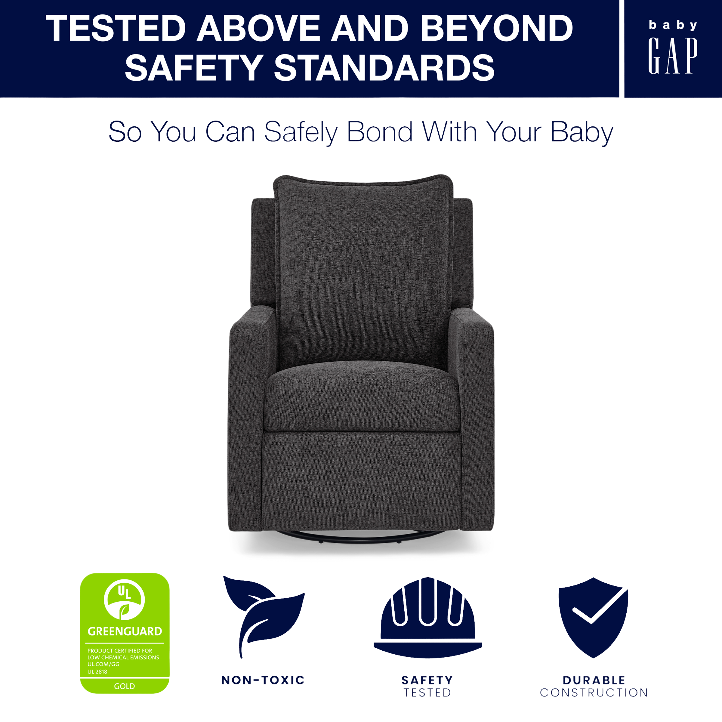 Delta Children babyGap Harlowe Power Recliner - Charcoal.