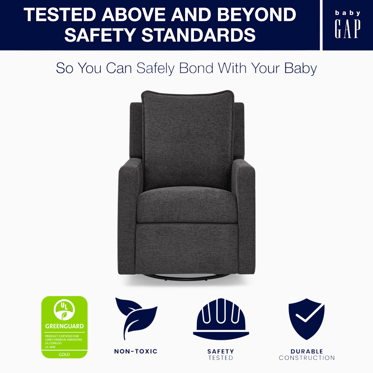 Delta Children babyGap Harlowe Power Recliner - Charcoal.