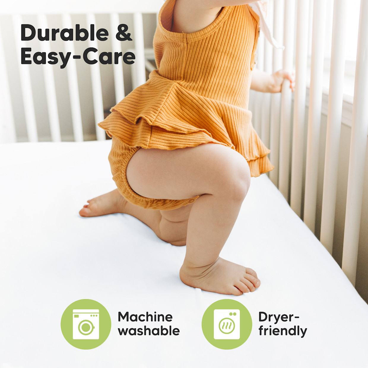 KeaBabies Isla Bamboo Viscose Fitted Crib Sheets - Soft White.