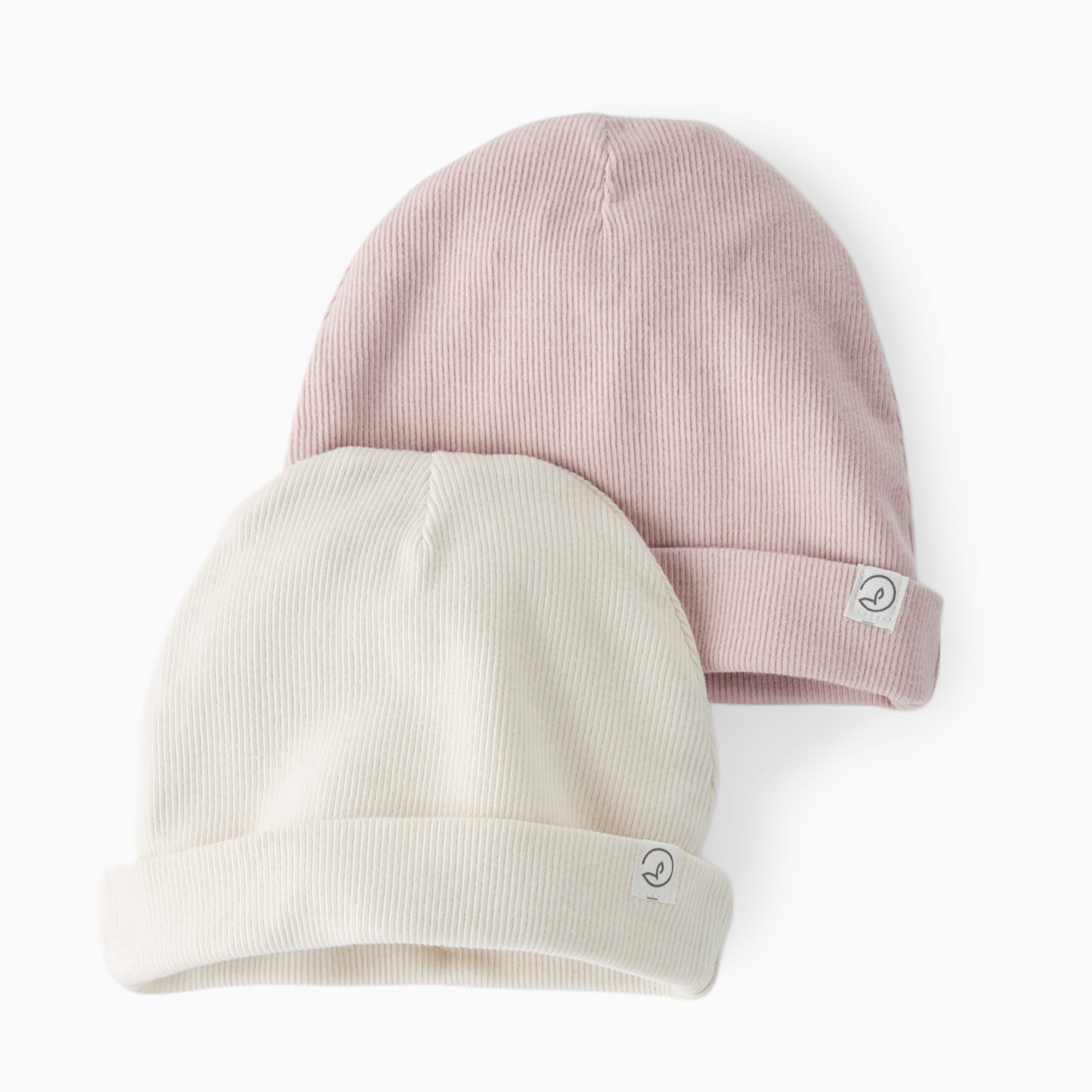 Carter's Little Planet 2-Pack Organic Cotton Rib Caps - Pink, Sweet Cream, 0-3 M.