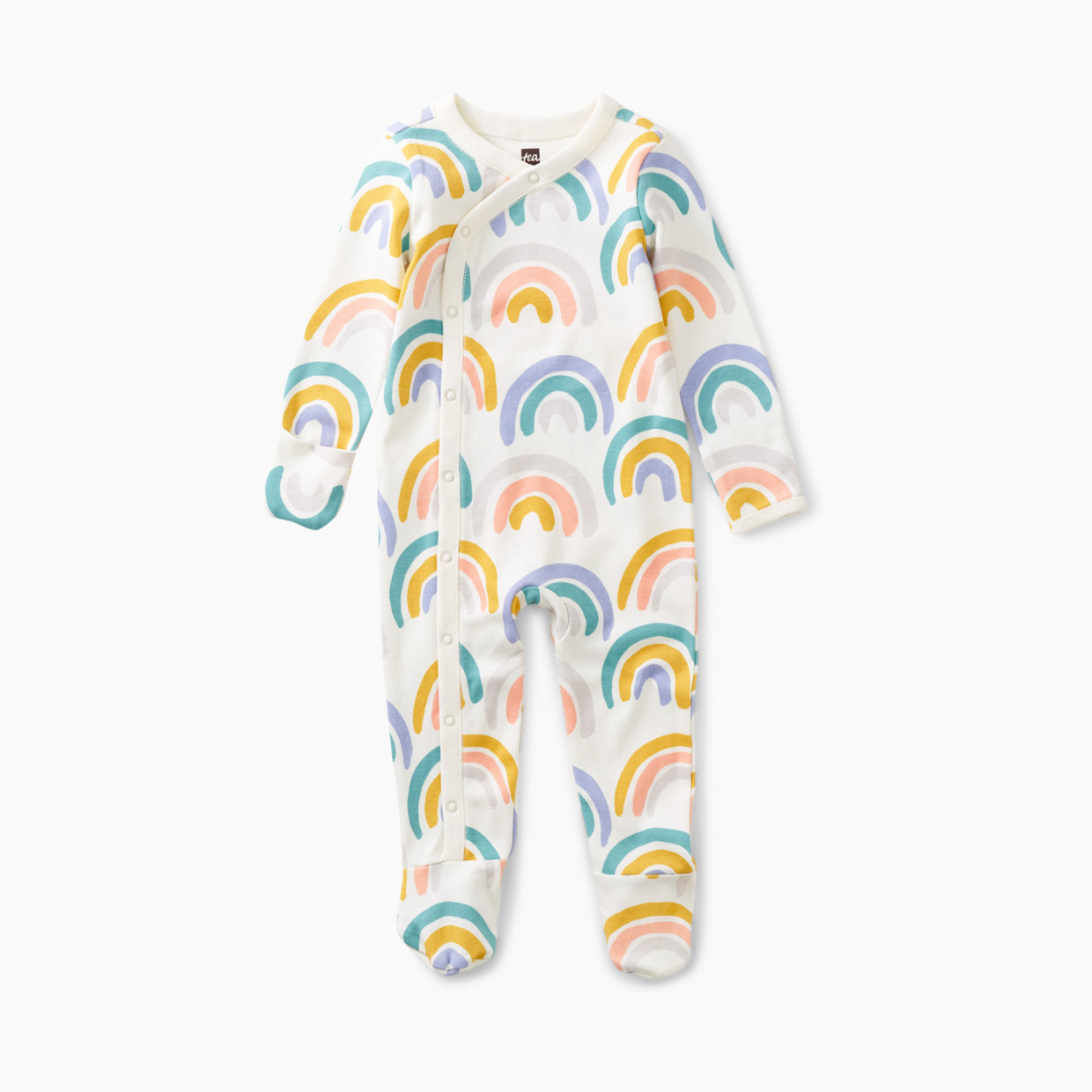 Tea Collection Footed Romper - Painted Rainbow, 0-3 Months.