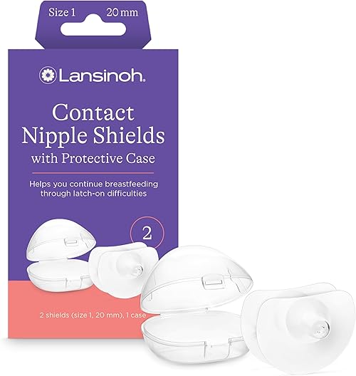 Lansinoh Contact Nipple Shields for Breastfeeding, 2 Nipple Shields (20mm).