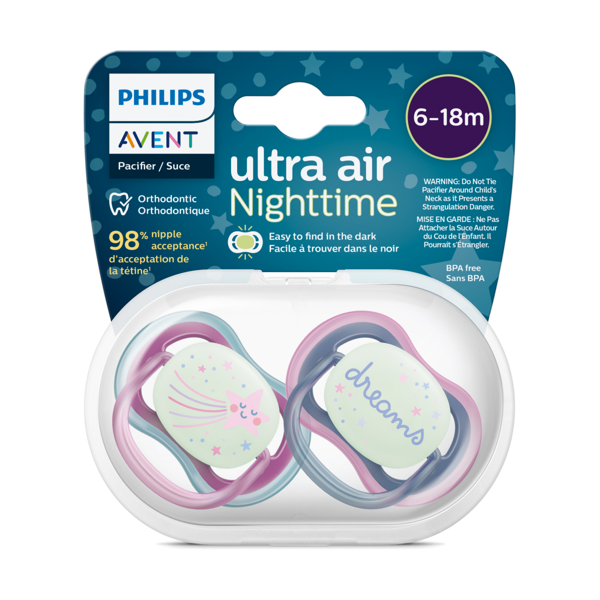 Philips Avent Ultra Air Pacifier, 6-18 Months (4 Pack).