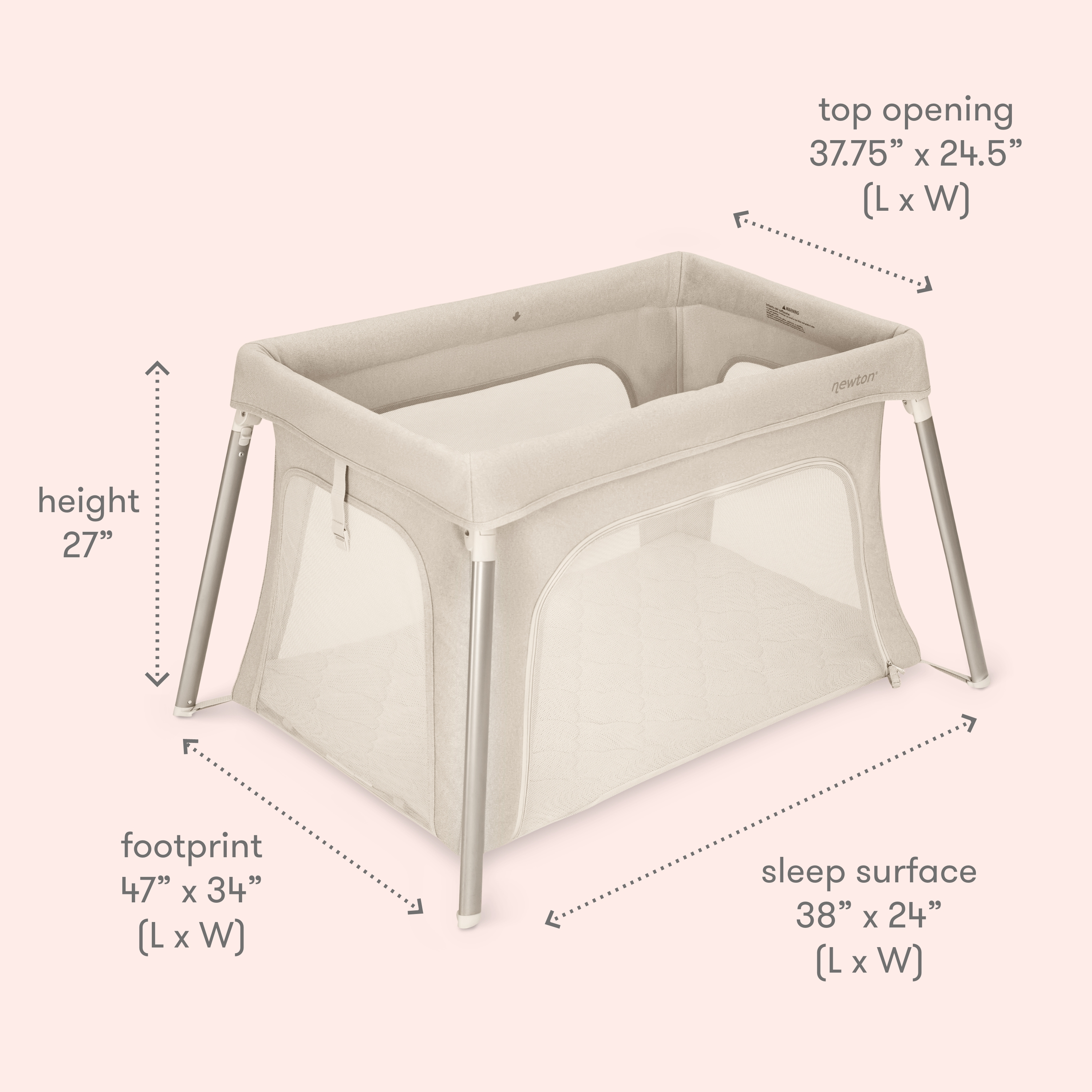 Newton Baby Compact Travel Crib & Play Yard - Sandstone.