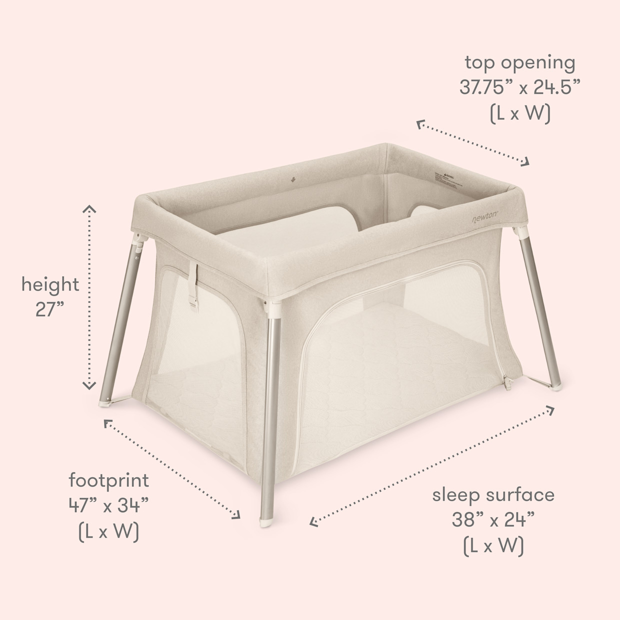 Newton Baby Compact Travel Crib & Play Yard - Sandstone.