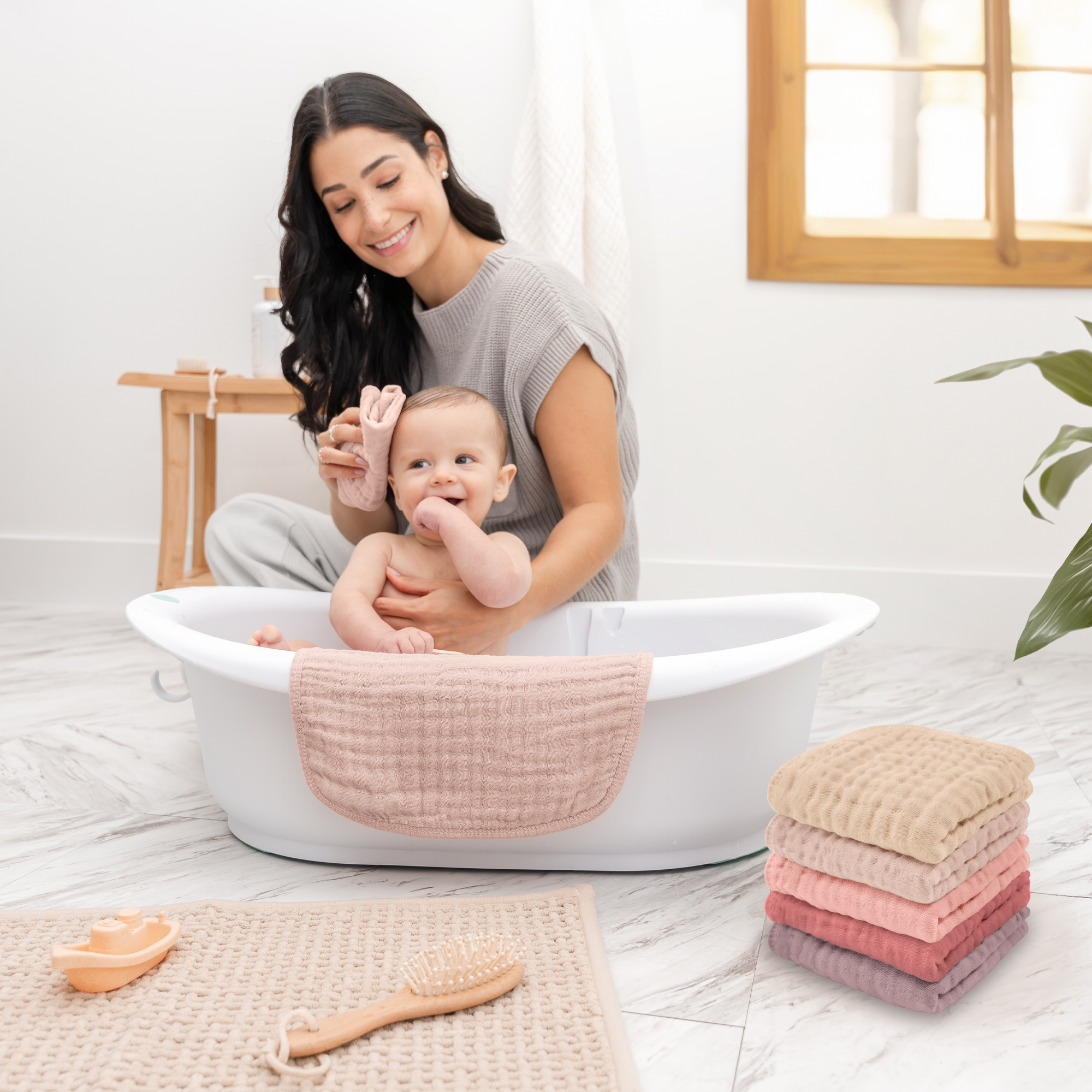 Comfy Cubs 6-Layer Muslin Baby Washcloths Set - Multi Girl, 10.