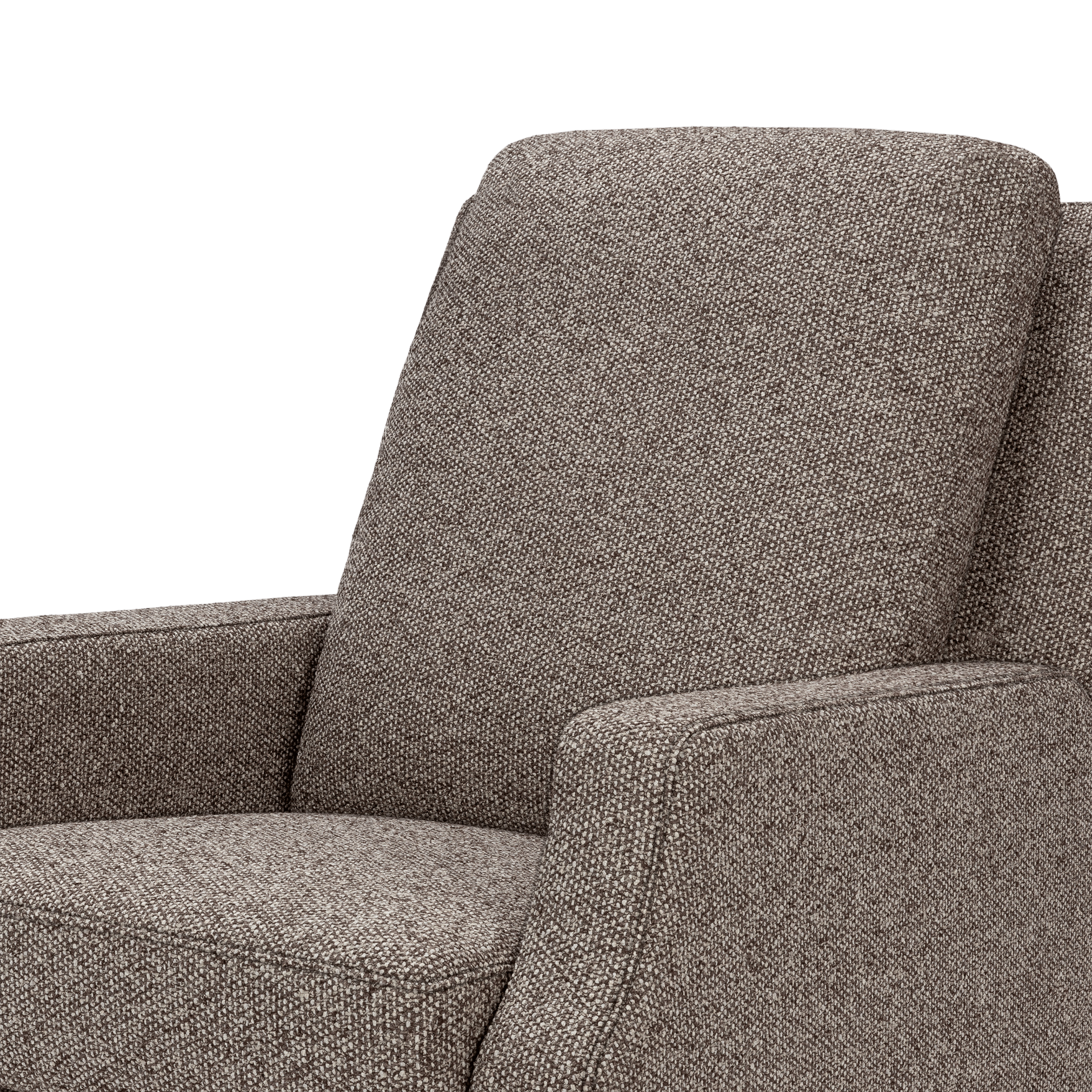 Namesake Crewe Manual Recliner and Swivel Glider - Performance Earth Slub Weave W/Dark Wood Base.