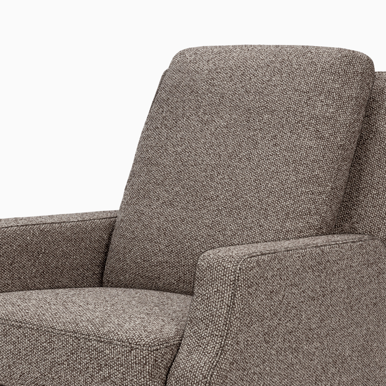 Namesake Crewe Manual Recliner and Swivel Glider - Performance Earth Slub Weave W/Dark Wood Base.