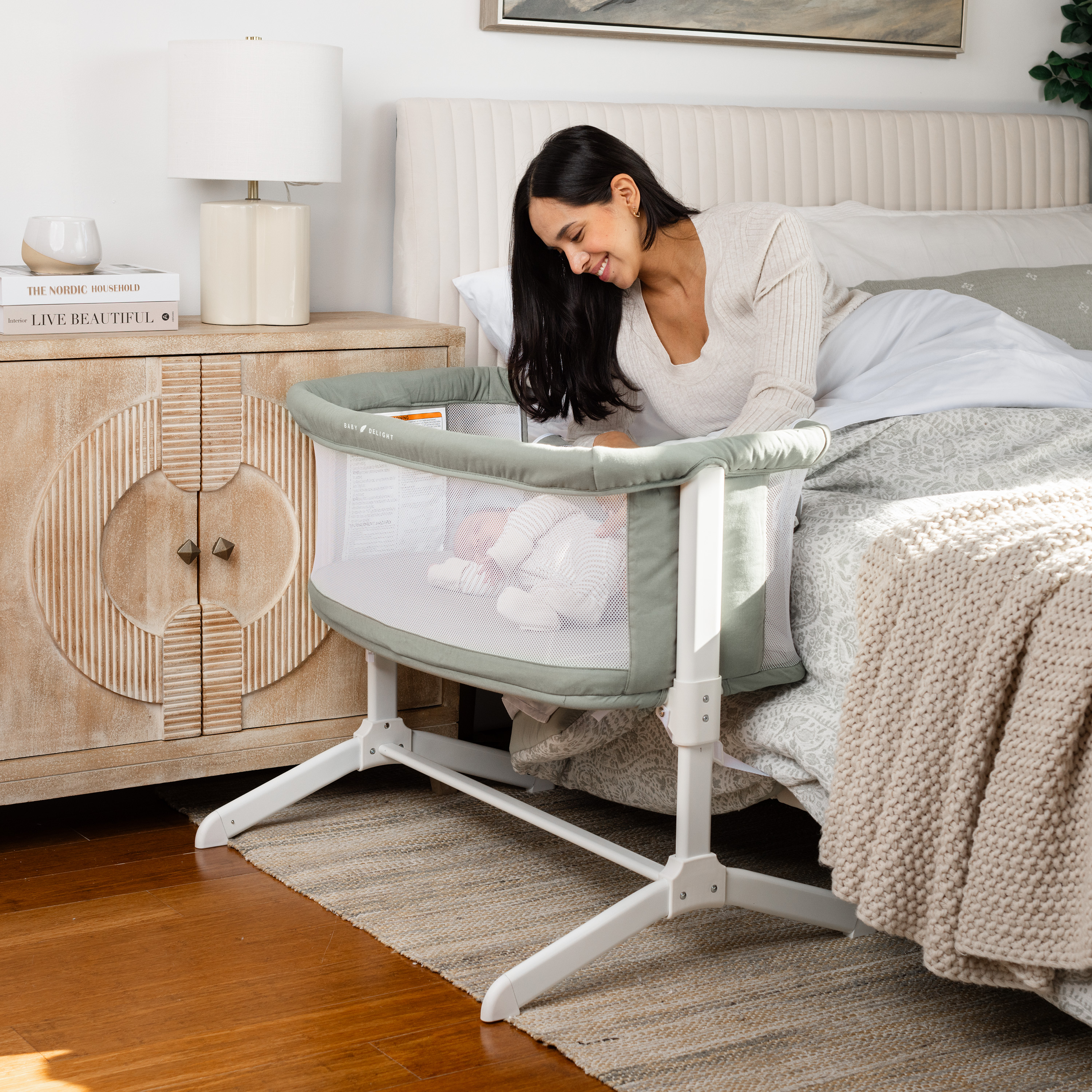 Baby Delight Beside Me Serenity Organic Bassinet and Beside Me Sleeper - Organic Sage.
