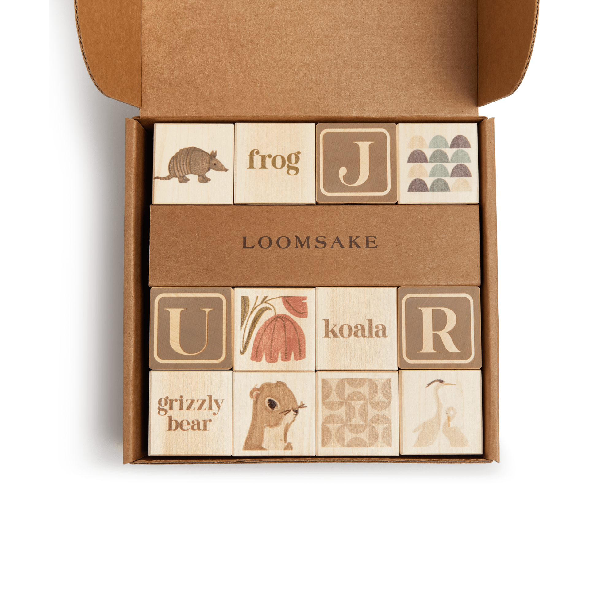 Loomsake Wooden Alphabet Blocks - Grey.