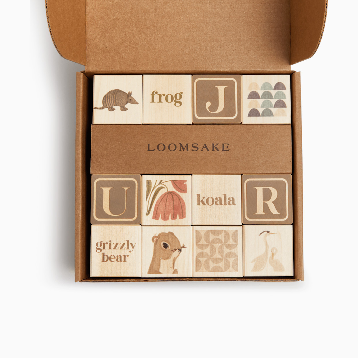 Loomsake Wooden Alphabet Blocks - Grey.