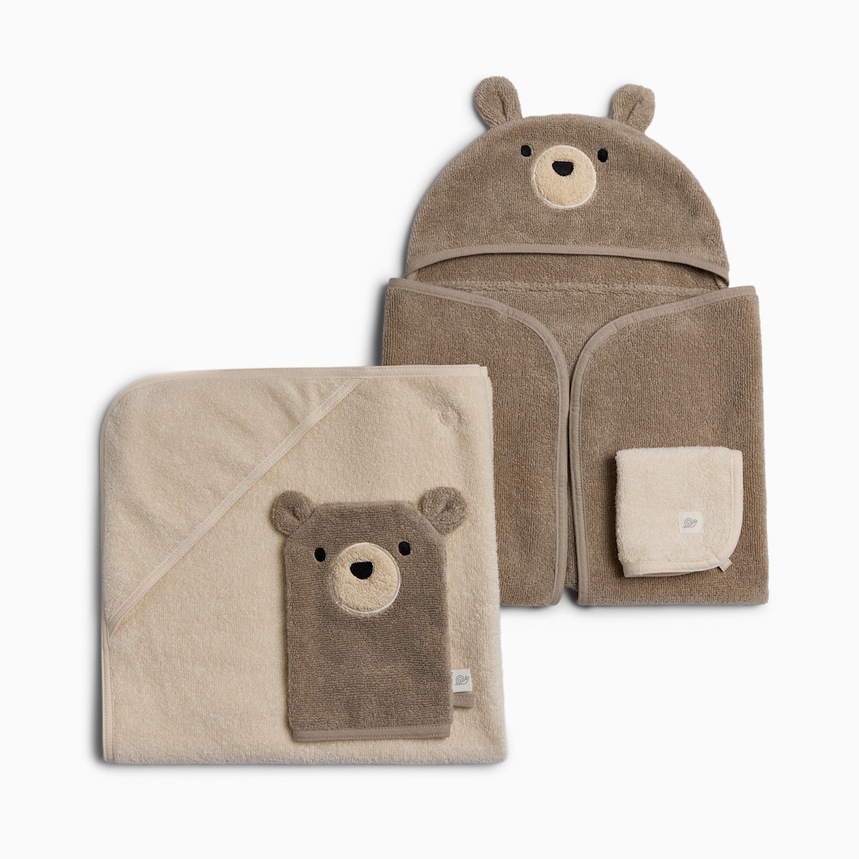 Tiny Kind Cozy Critter Organic Bath Time Set 4 Piece - Taupe Bear, 0-12M.