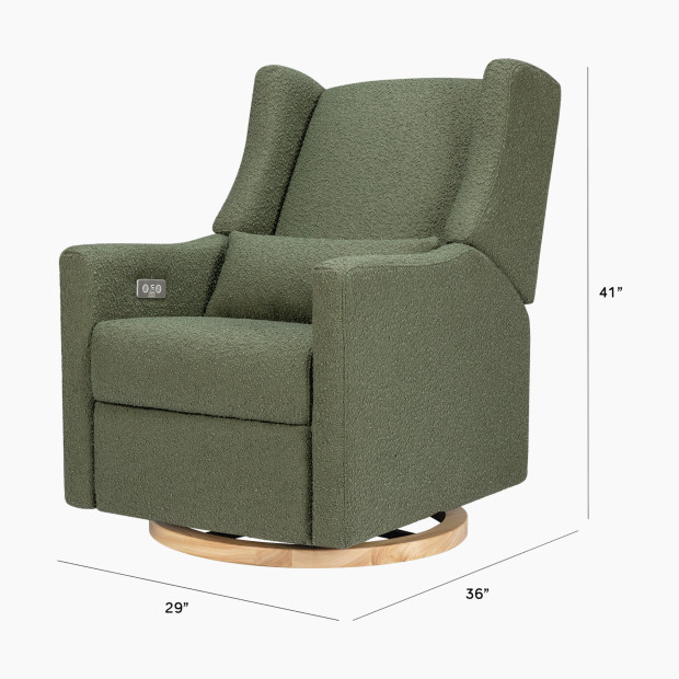 babyletto Kiwi Electronic Recliner and Swivel Glider - Olive Boucle With Light Base.