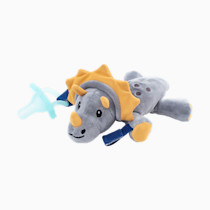 Dr. Brown's Baby Lovey Pacifier and Teether Holder, Triceratops with Gray HappyPaci, 100% Silicone, 0-6m (Packaging May Vary)
