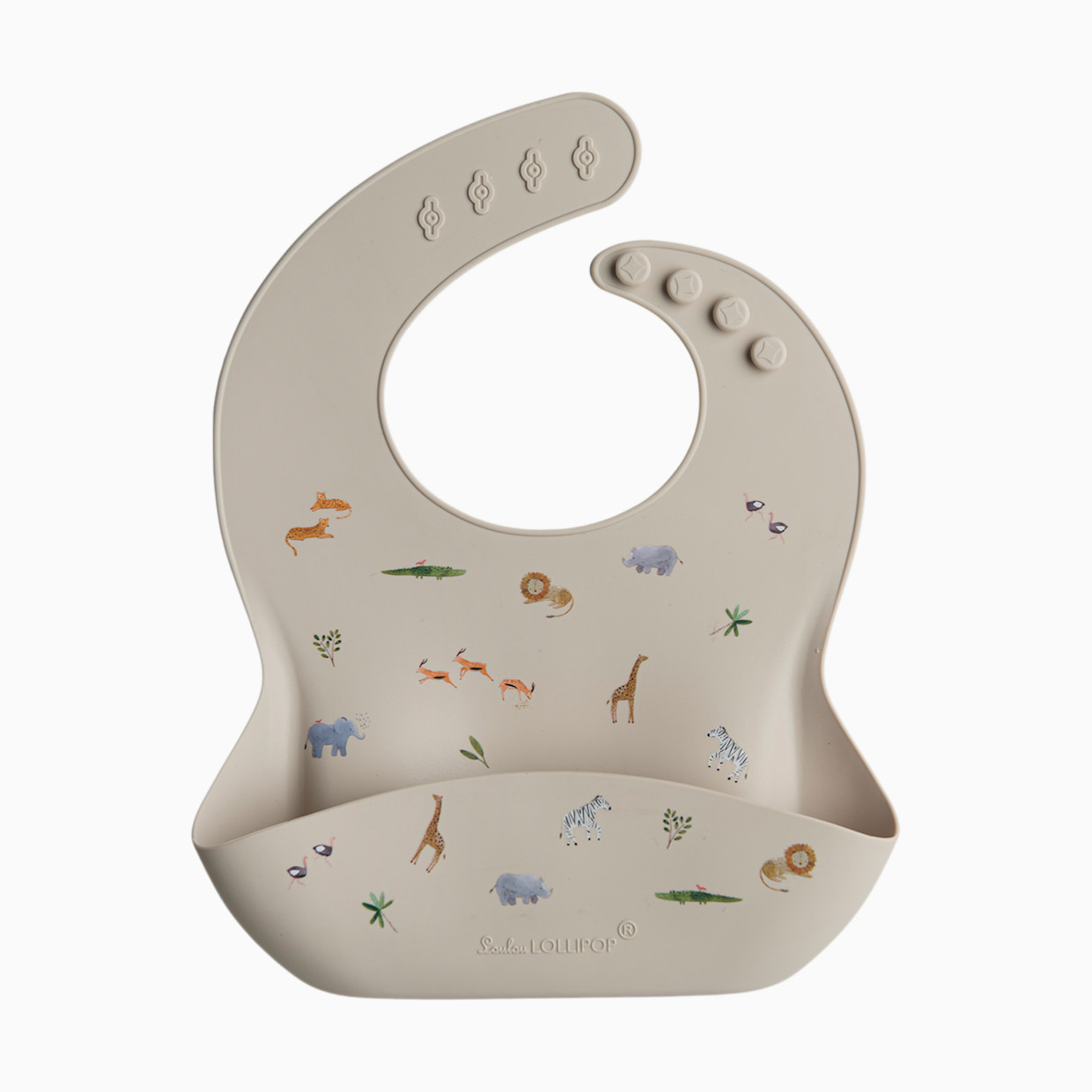 Loulou Lollipop Printed Silicone Bib - Safari.