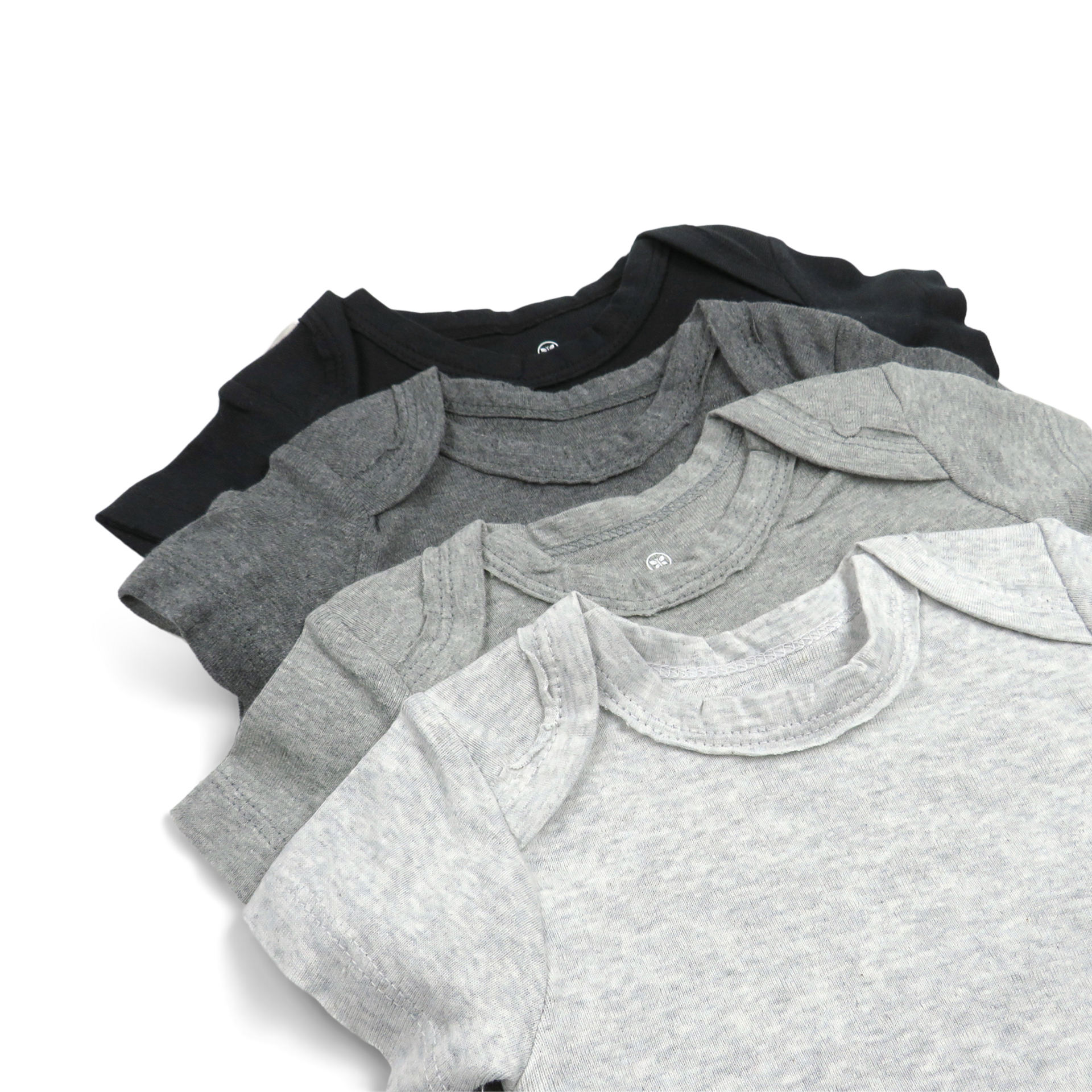 Honest Baby Clothing 5-Pack Organic Cotton Short Sleeve Bodysuits - Gray Ombre, Newborn, 5.