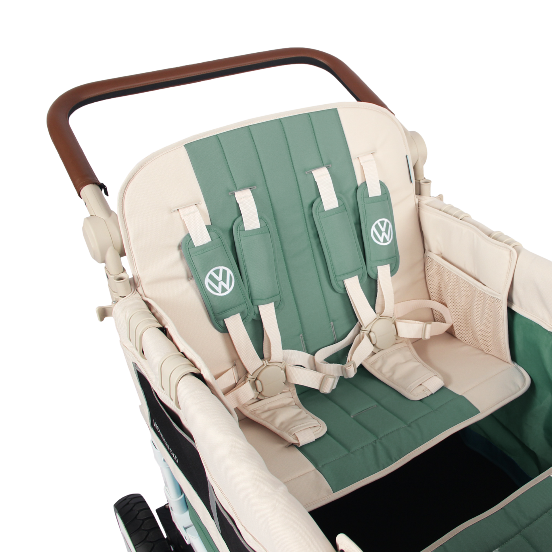 WonderFold Wagon VW Edition Quad Stroller Wagon (4 Seater) - Sage Green.