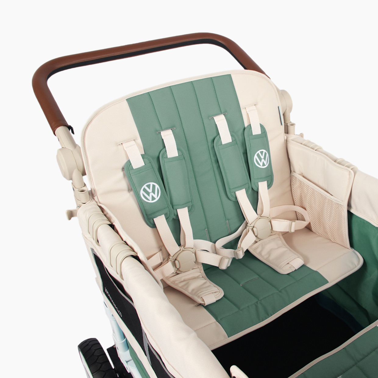 WonderFold Wagon VW Edition Quad Stroller Wagon (4 Seater) - Sage Green.