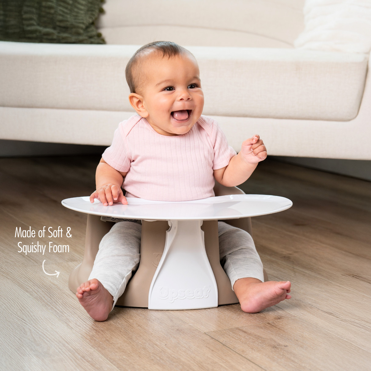 Upseat Baby Floor & Booster Seat with Tray - Taupe.