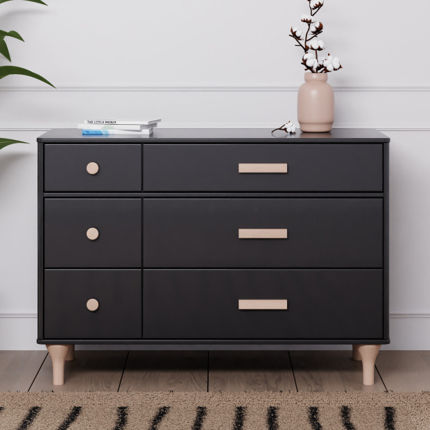 babyletto Lolly 6-Drawer Double Dresser - Black / Washed Natural.