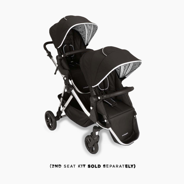 Mockingbird Single-to-Double Stroller 2.0 - Black/Watercolor Canopy With Black Leather (2020).