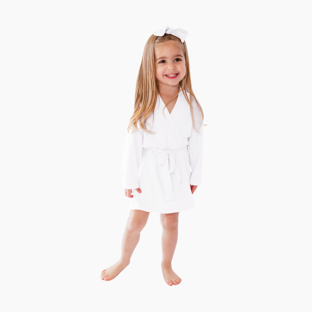 Snuggle Shield LUXE Bamboo Toddler Robe - White, 12-36 M.