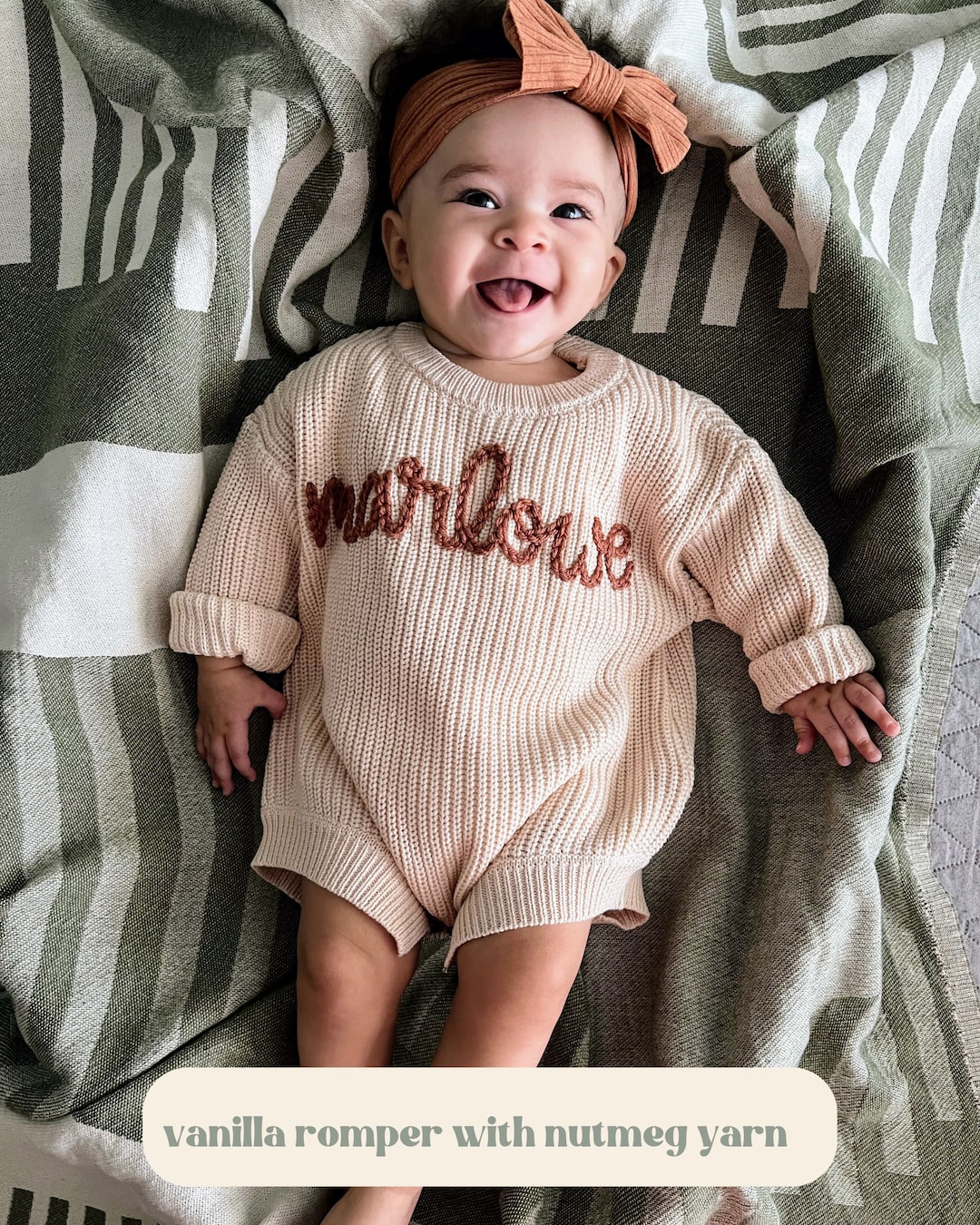 CGLaneCo Personalized Hand Embroidered Sweater Romper.
