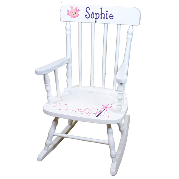 My Bambino Hand Painted White Spindle Rocking Chair.
