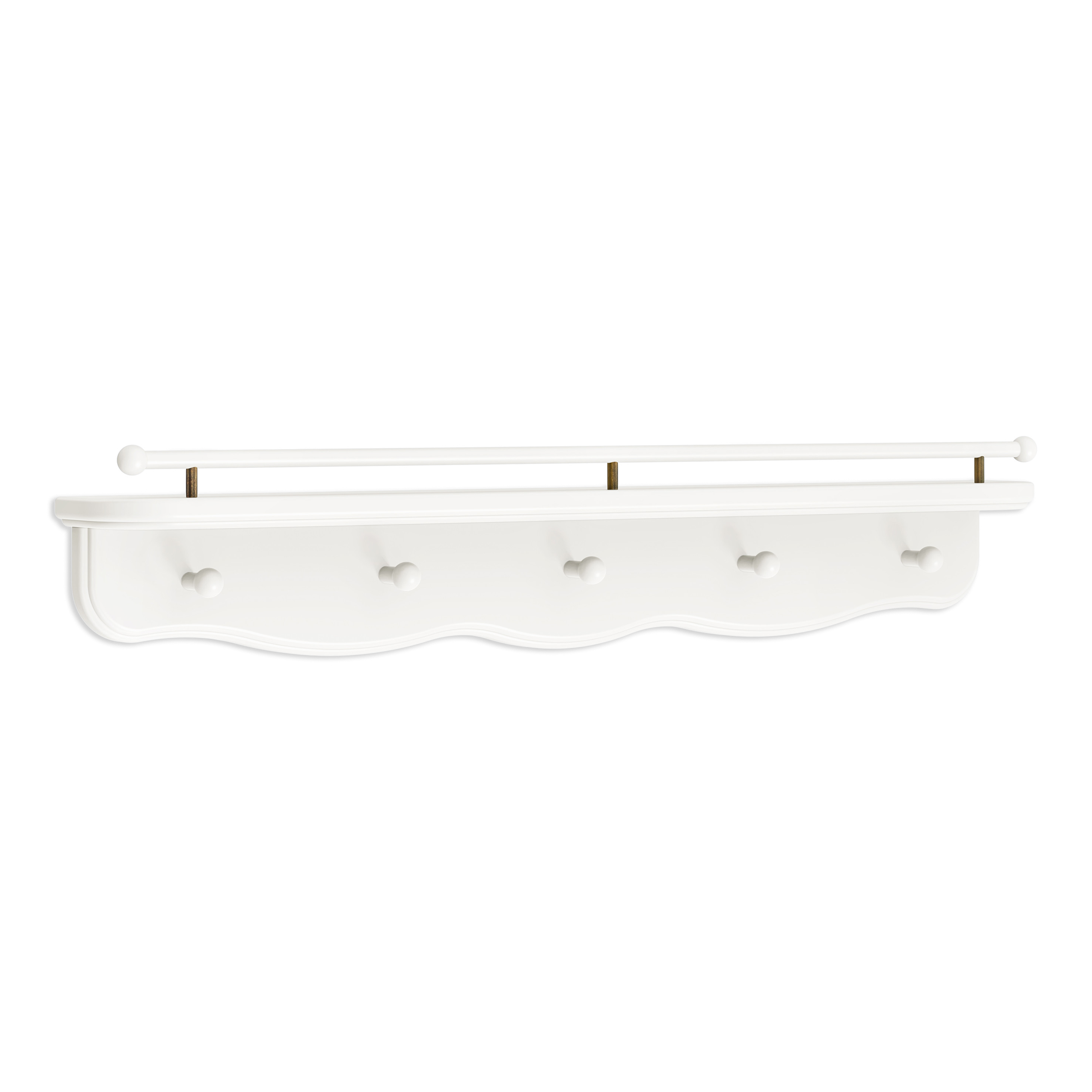 Namesake Liberty 31" Wall Shelf with Hooks - Warm White, Contemporary.
