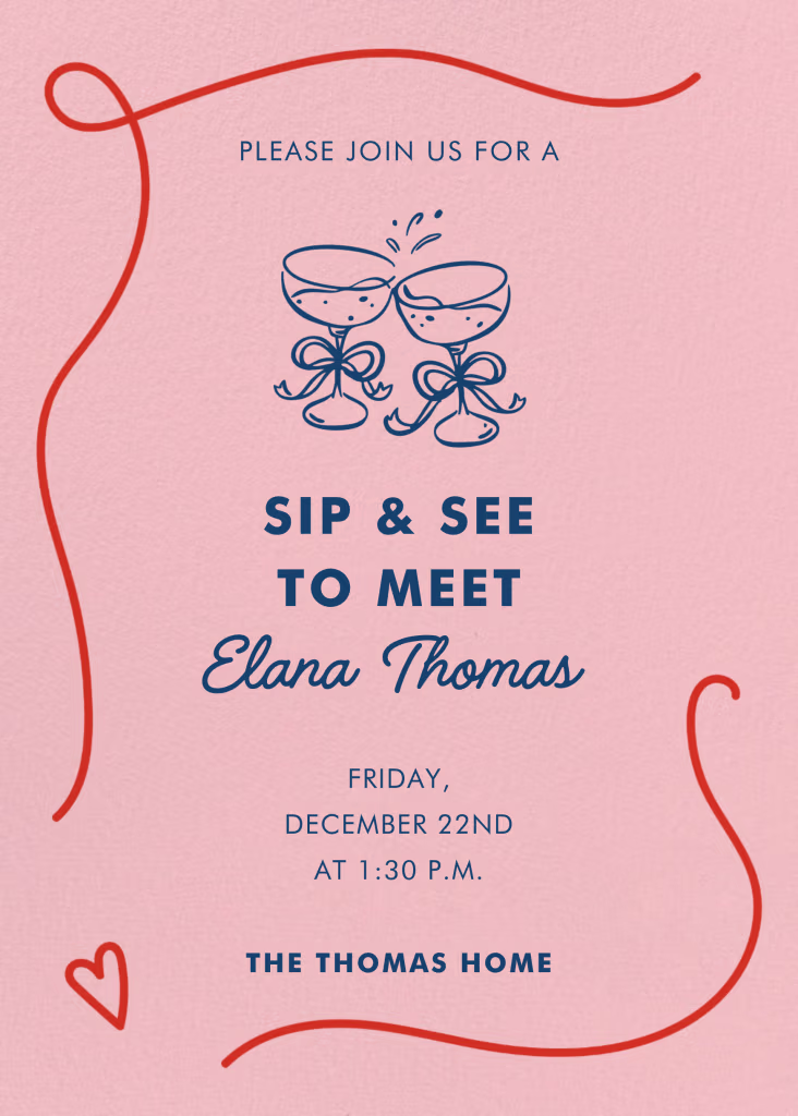 Playful Heart - Sip and See Invitation.