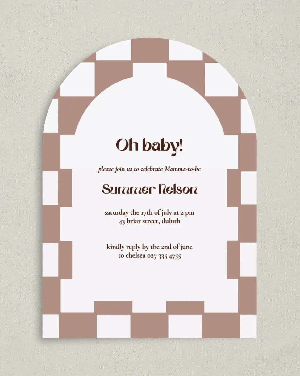 Checkered Celebration Baby Shower Invitation Cards.